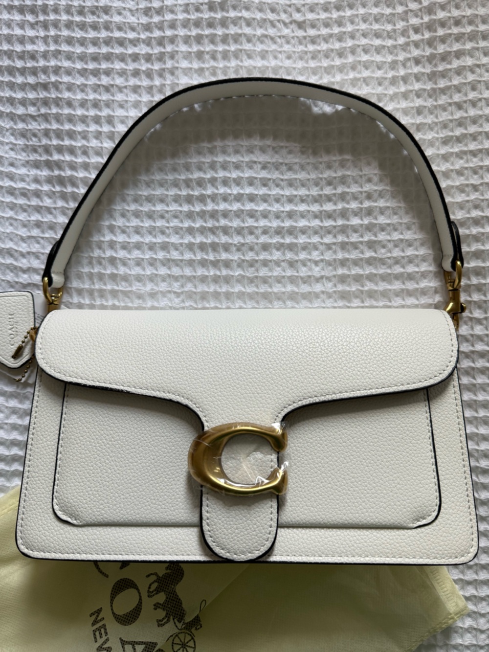 Coach Tabby White Pebbled Leather Shoulder Bag with Gold 'C' Hardware